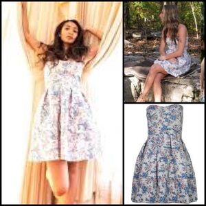 ASO TV Sans Souci Floral Strapless Brocade Fit Flare Structured Coquette Dress M